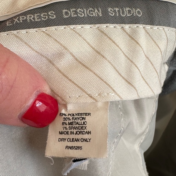 Express Editor Gray with Silver Shimmer Flared Career Pants Sz 4 - Picture 9 of 9